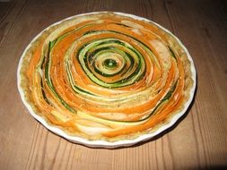 roulade tart on a white plate
