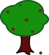 painted green tree with red fruits