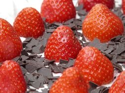 Chocolate and strawberries on a cake