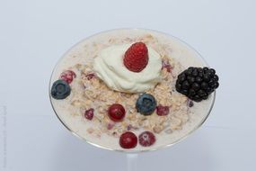 muesli with berries and milk