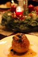 baked apple on a plate
