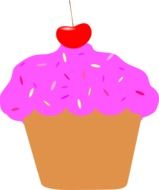 Purple cupcake drawing white red chery a