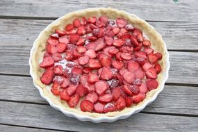 cake with sliced strawberries