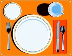 dinner plate with spoon and fork vector clip art