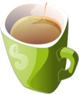 green mug with drink, illustration