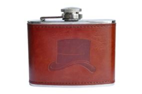 leather portable flask for a man