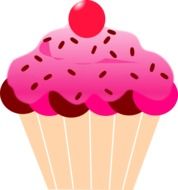 cherry pink cupcake drawing