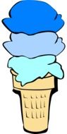 Blue ice cream in the cone clipart