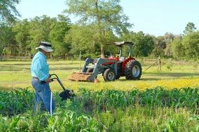 Farmer in the garden in spring