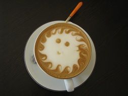 picture of the drawing on a coffee