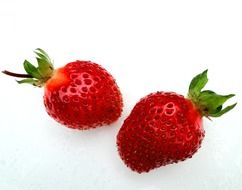 two strawberries, macro