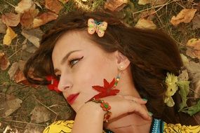 girl with decorations in autumn style