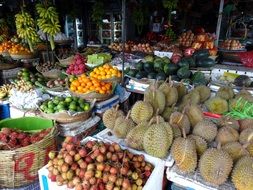 exotic fruits on a market in Vietnam