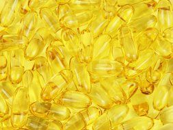 Yellow fish oil capsules