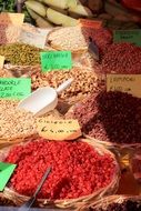 Nuts and fruits in the market