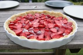 Strawberry cake on the table