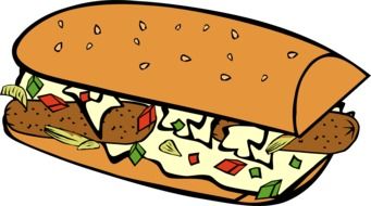 drawn hot dog with mayonnaise and salad