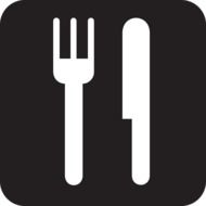 black sign with fork and knife