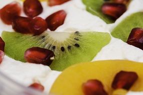 dessert with yogurt, kiwi and pomegranate