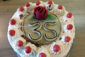 Baked birthday cake for the 35'th anniversary