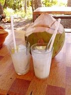 drink from coconut milk with ice