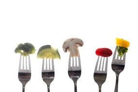vegetables on forks