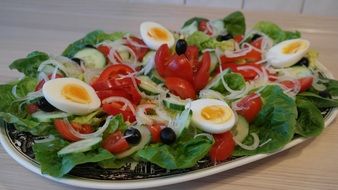 salad on a large white plate