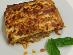 lasagna with basil