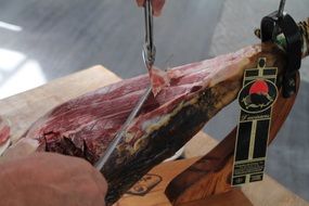meat is cut with a knife