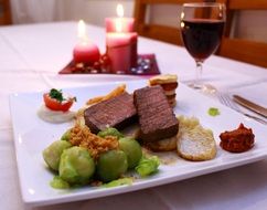 beef fillet with a garnish for dinner in a restaurant