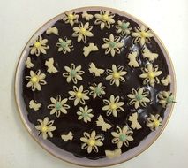 Beautiful marzipan butterflys on the chocolate cake