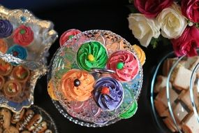 cupcakes with colorful cream on top