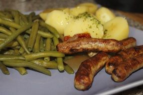 Beans with the potatoes and sausages in Nuremberg