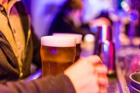 glasses of beer at the bar