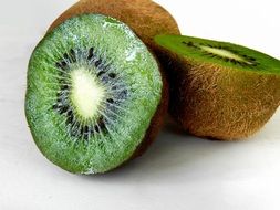 fresh juicy halves of kiwi fruit