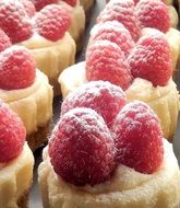 small cheesecakes with raspberries