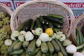 basket of different zucchinis