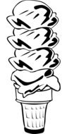 ice cream cone food dessert black white drawing