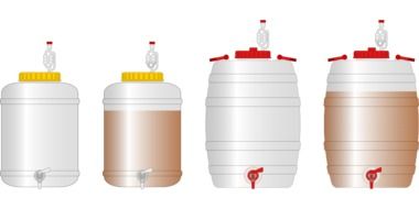 drawn four plastic barrels for beer