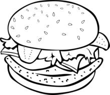 black and white hamburger vector sketch