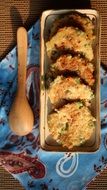 rice with vegetables in pan, japanese food