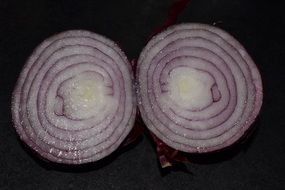 two halves of red onion