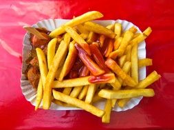 tasty french fries with ketchup