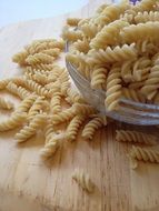 uncooked pasta at table