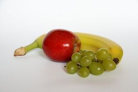 healthy apple and banana and grapes fruit