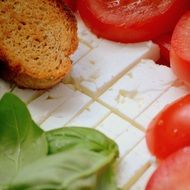 feta, tomatoes, basil and bread, italian food