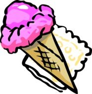 cone pink ice cream vector drawing