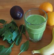 green smoothie with avocado in a glass