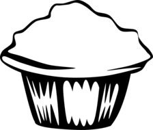 clipart of Black and white muffin in the paper cup