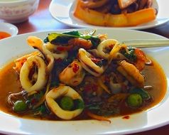 fried squid with basil